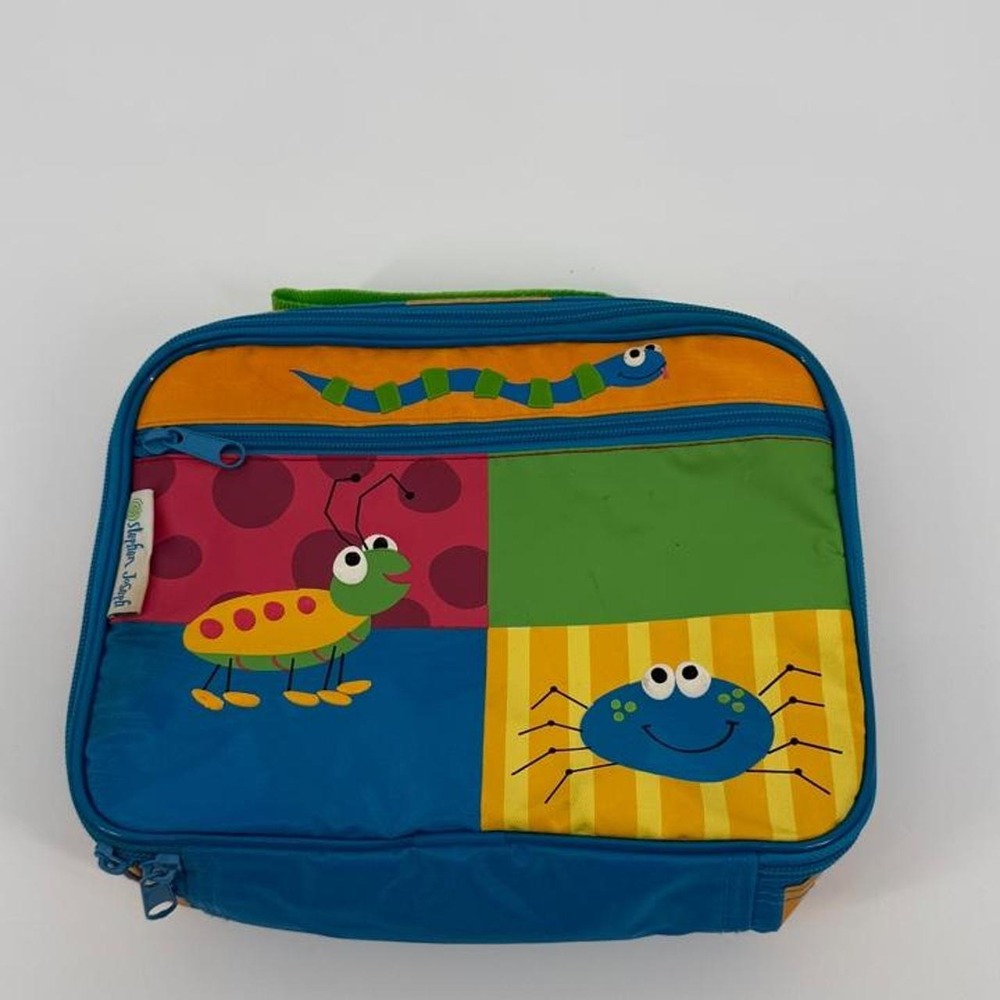 Stephen Joseph Vintage Kids Lunch Bag Blue Insect Bug Cartoon Insulated Pouch